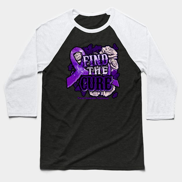 Fight The Cure Turner Syndrome awareness Purple Ribbon and Roses Supporting warrior, gift for survivor fighting Turner Syndrome Baseball T-Shirt by R@store